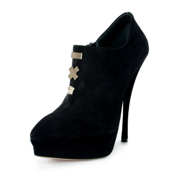 Versace Embellished Zip Up High Heels Ankle Bootie - Picture 1 of 8